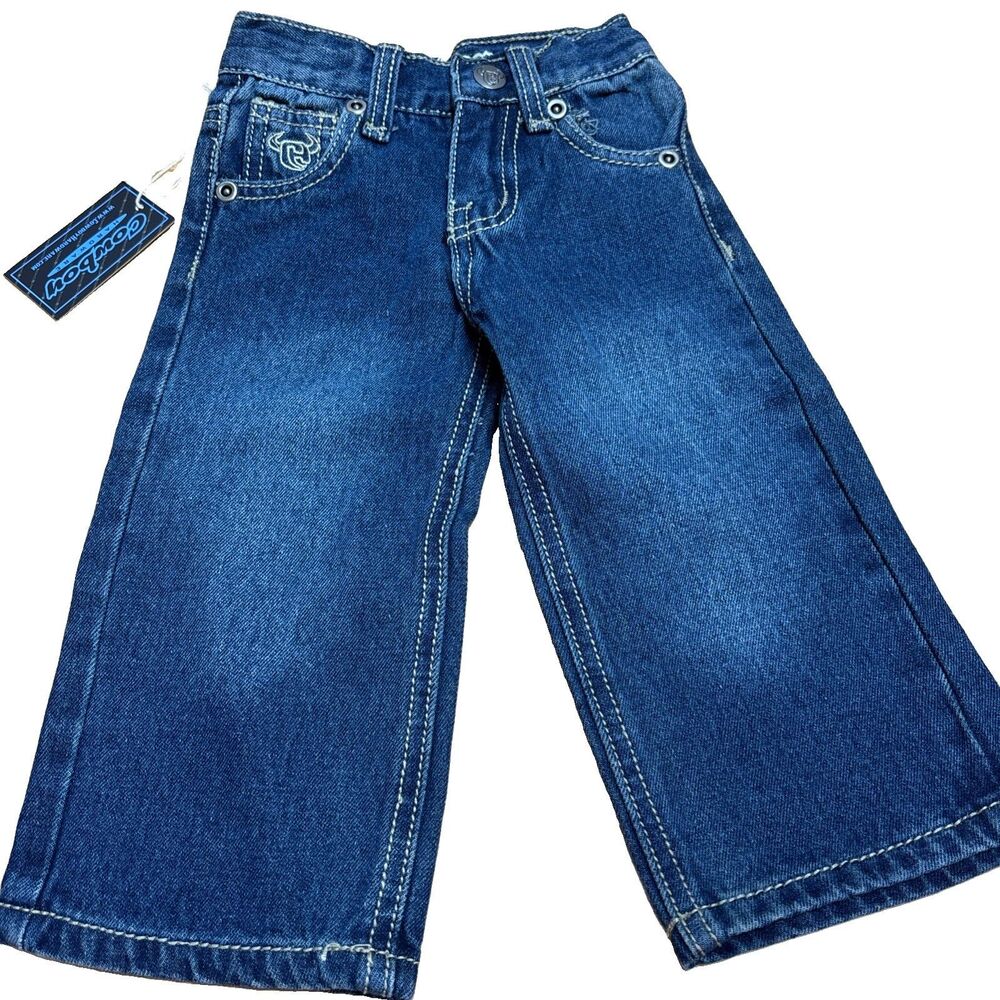 Cowboy Hardware Boys Jeans 12-18 Months Blue Denim Embroidered Pockets Barbed